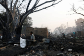 Aftermath of a fire at a slum in Rohini