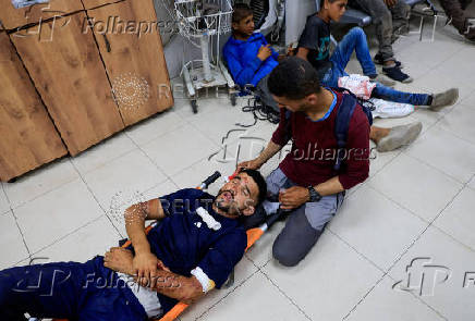 People receive treatment at Nasser Hospital in Khan Younis, southern Gaza Strip