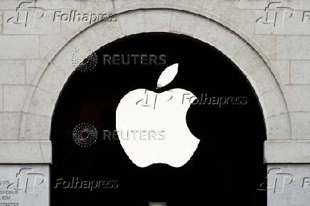 FILE PHOTO: Apple logo is seen on the Apple store at The Marche Saint Germain in Paris