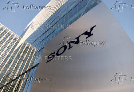 FILE PHOTO: The Sony logo is displayed outside the company's headquarters in Tokyo