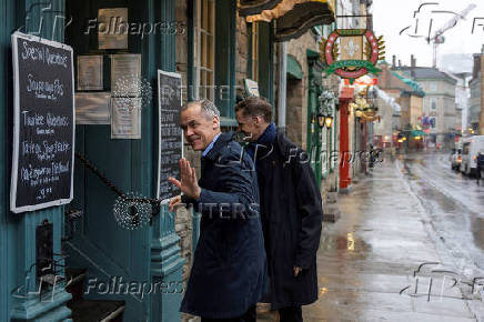 Canada?s Prime Minister Mark Carney campaigns in Quebec City Quebec