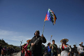 Supporters of former President Evo Morales continue with roadblocks on highway, in Parotani