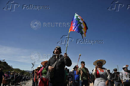 Supporters of former President Evo Morales continue with roadblocks on highway, in Parotani