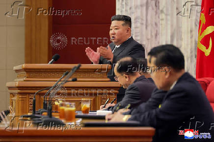 North Korean leader Kim Jong Un attends the 12th Plenary Session of the 8th Central Committee of the Workers' Party of Korea, in Pyongyang