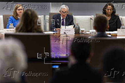 Chairman of the Federal Reserve Jerome Powell leads a Federal Reserve Board open meeting