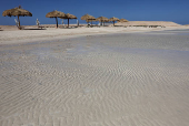 Umbrellas at Ras Hankorab beach at southern Egypt's Red Sea coast in Marsa Alam