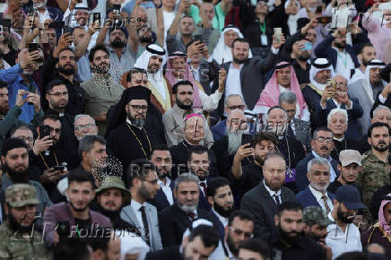 Syria?s interim President Ahmed al-Sharaa attends the ?Aleppo, Key to Victory? celebration  in Aleppo