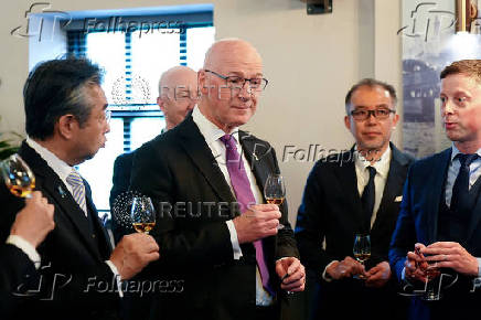 First Minister of Scotland John Swinney and Japanese Ambassador to the UK, Hiroshi Suzuki, visit the Auchentoshan Distillery