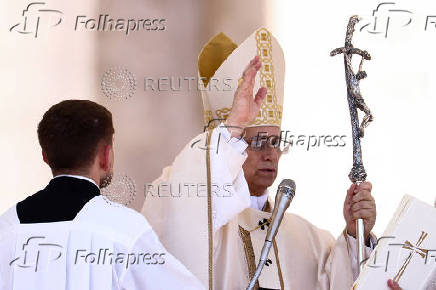 Pope Leo XIV leads the Regina Caeli prayer in St. Peter's Square at the Vatican