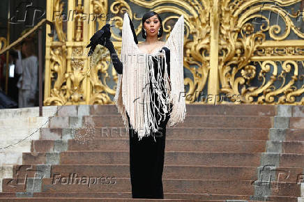 Guests leave the Schiaparelli Haute Couture Fall/Winter 2025-2026 show in Paris