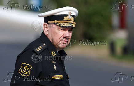 Commander-in-Chief of the Russian Navy Admiral Alexander Moiseev attends a ceremony of raising a naval flag aboard the Knyaz Pozharsky nuclear-powered ballistic missile submarine in Severodvinsk
