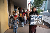 Protest to stop the sale of Oak Flat, land considered sacred by the Apache, to Resolution Copper in Phoenix, Arizona