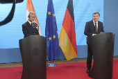 El ministro de Exteriores de la India, Subrahmanyam Jaishankar, comparece ante la prensa con el ministro de Exteriores alemán, Johann Wadephul.