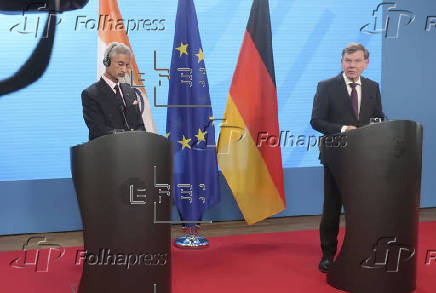 El ministro de Exteriores de la India, Subrahmanyam Jaishankar, comparece ante la prensa con el ministro de Exteriores alemán, Johann Wadephul.
