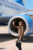 Homeland Security Secretary Kristi Noem departs Pratica di Mare Air Base near Rome