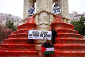Human rights activists demonstrate in support of Palestinians in Gaza, in Paris