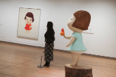 Japanese artist Yoshitomo Nara attends the largest European retrospective of his work in London