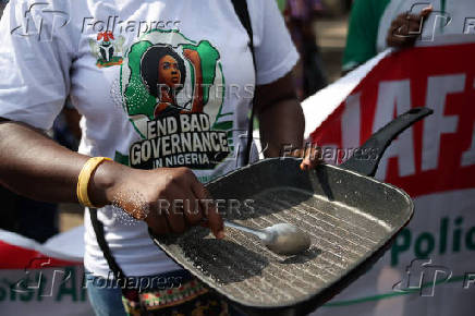 Nigerians demonstrates on the streets of Lagos to commemorate Nigeria's Democracy Day in Lagos