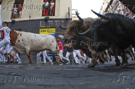 Los rápidos y peligrosos toros de Jandilla, protagonistas del quinto encierro de los Sanfermines