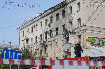 Aftermath of what authorities said was Ukrainian drone attack, in Voronezh