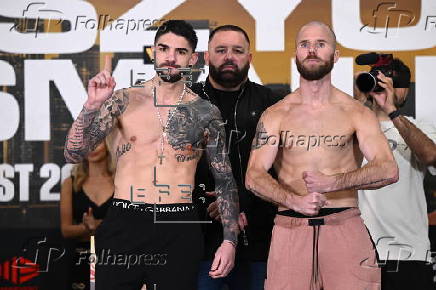 Face off following weigh-in ahead of fight: Nikita Tszyu vs Lulzim Ismaili