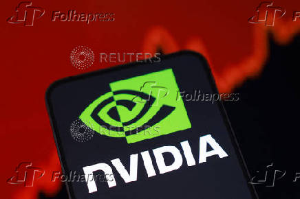 Illustration shows Nvidia logo and rising stock graph