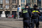 Car burns out on Dam Square in Amsterdam