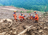 Rescue work after the landslide in Qingyang Village