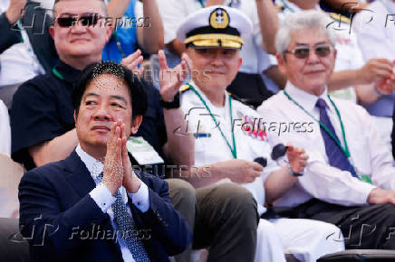 Taiwan President Lai Ching-te attends the coast guard annual drill in Kaohsiung
