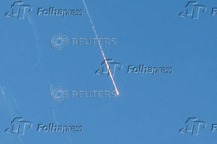 Missiles launched from Iran towards Israel are seen from Tubas