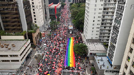 LGBTQ+ annual Pride parade in Sao Paulo, Brazil