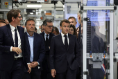 French President Macron inaugurates EssilorLuxottica laboratory in Wissous