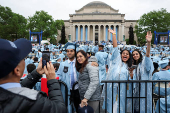 Protests during the Columbia commencement ceremony, in Manhattan