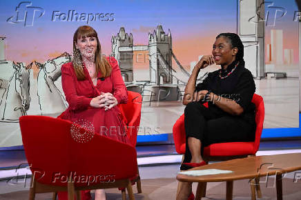 Britain's Deputy PM Rayner and Conservative Party leader Badenoch appear on BBC's Sunday with Laura Kuenssberg in London