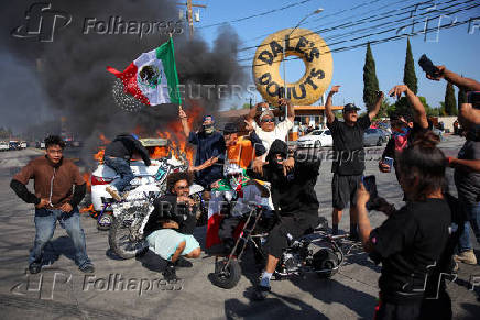 Protest following multiple detentions by Immigration and Customs Enforcement (ICE), in Paramount