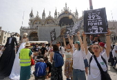 Protest against US entrepreneur Jeff Bezos' wedding in Venice