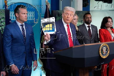 US President Donald Trump addresses the media at the White House