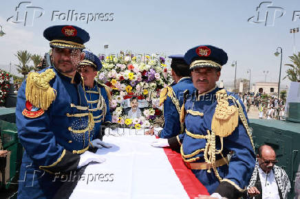 Funeral procession of Houthi government officials killed in an Israeli strike, in Sanaa
