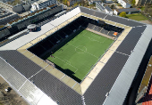 A drone view shows the Stadion Wankdorf ahead of UEFA Women's Euro 2025 in Bern