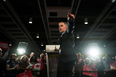 Canada's Prime Minister Mark Carney holds a Liberal Party election campaign rally in Calgary