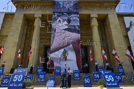 Activists mark the 50th anniversary of the Lebanese civil war in Beirut