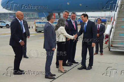 U.S. Secretary of State Marco Rubio is welcomed by Consul General of the United States to Istanbul Julie Eadeh, upon his arrival in Istanbul