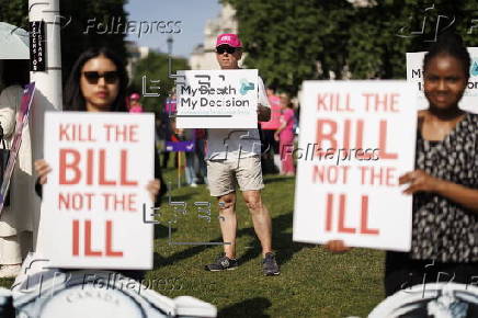 Protests ahead of debate on the assisted dying bill in Parliament