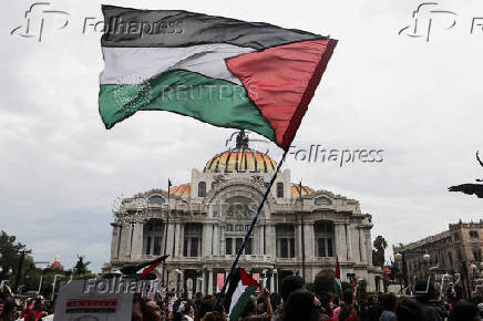 People protest in support of the Palestinians in Mexico City