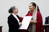 Judges elected to Mexico's Supreme Court receive certificates confirming their victory in the judicial election in Mexico City