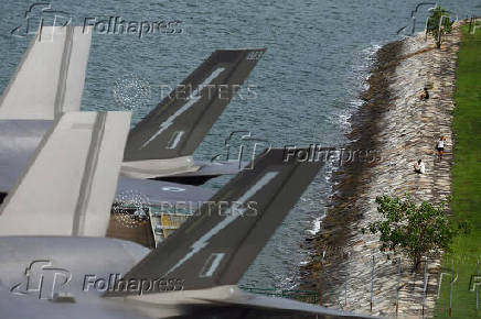 Onboard HMS Prince of Wales aircraft carrier at Marina Bay Cruise Centre in Singapore