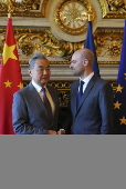 French Foreign Minister Jean-Noel Barrot receives Chinese Foreign Minister Wang Yi
