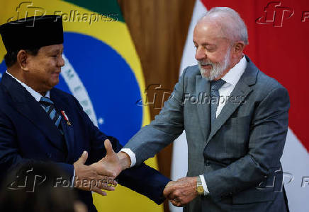 Presidente Luiz Inácio Lula da Silva recebe o presidente da Indonésia, Prabowo Subianto