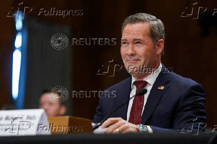 Former National Security adviser Mike Waltz, sits to testify before a Senate Foreign Relations Committee confirmation hearing on Capitol Hill