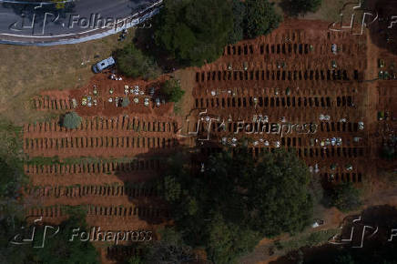 Vista aérea do cemitério de Vila Formosa, na zona leste de São Paulo